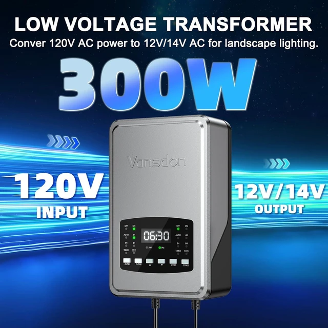 Alt view image 2 of 7 - 300W Low Voltage Landscape Transformer, 2 Zones, 120V AC to 12/14V AC