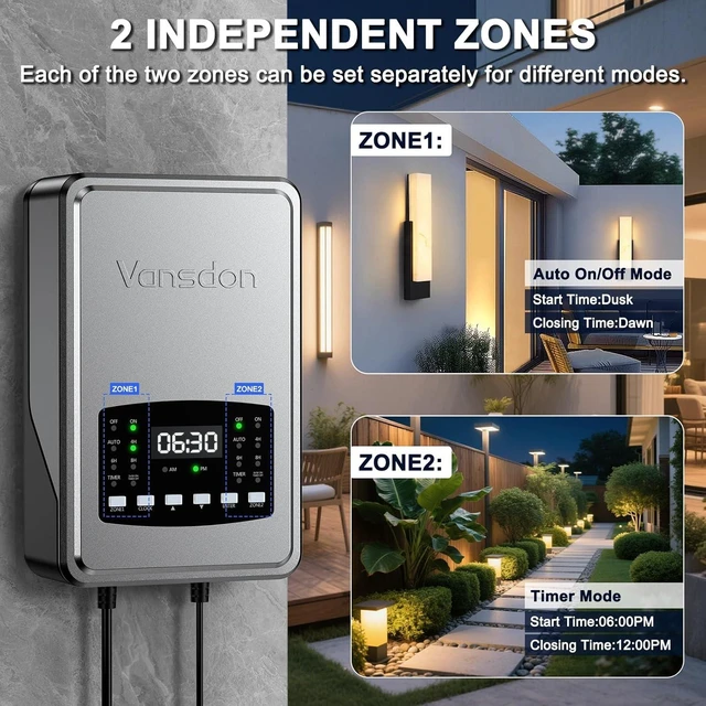 Alt view image 4 of 7 - 300W Low Voltage Landscape Transformer, 2 Zones, 120V AC to 12/14V AC