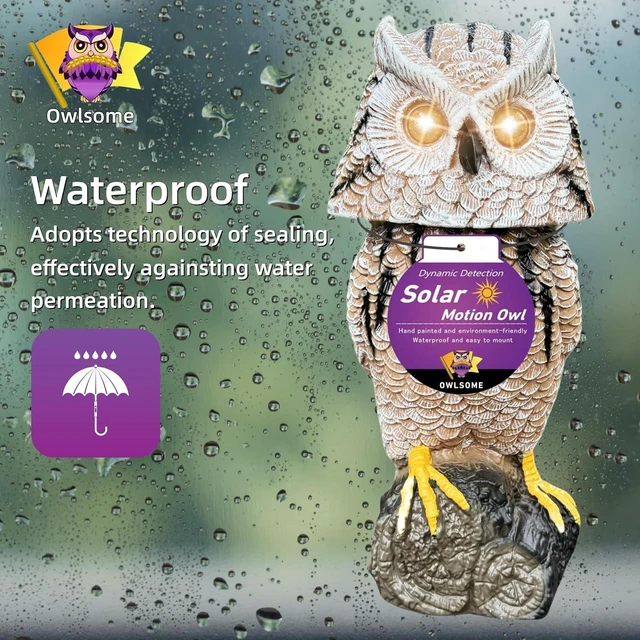 Alt view image 4 of 5 - Solar Owl Garden Sculpture Tiger Owl with Flashing Eyes, Rotating Head, Hoot Sound, Motion Detector & Silent Mode