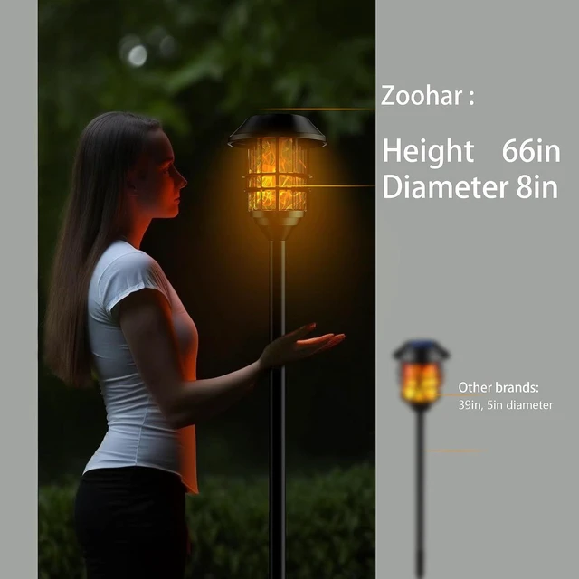 Alt view image 3 of 6 - Metal Solar Pathway Flame Lights Waterproof Outdoor LEDs for Gardens, Pathways, Patio, Balcony & Pool, 2 Packs