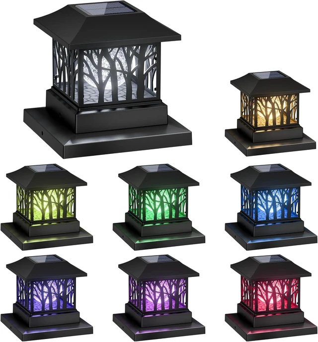 Main image of Solar Post Cap Lights with Crackle Glass Bulb & 4 Modes, Waterproof Fence Light for 4x4 6x6 Wooden Posts, 8 Pack