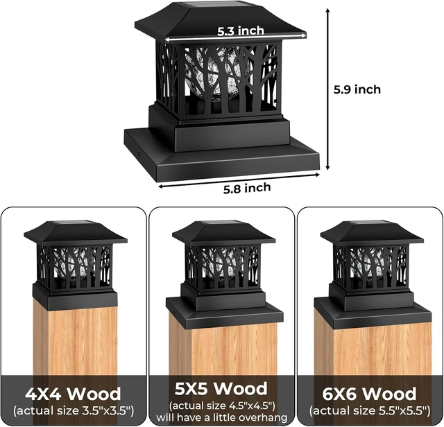 Alt view image 5 of 7 - Solar Post Cap Lights with Crackle Glass Bulb & 4 Modes, Waterproof Fence Light for 4x4 6x6 Wooden Posts, 8 Pack