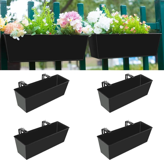Main image of 16-Inch Deck Railing Planter Boxes with Adjustable Brackets (4PCS)