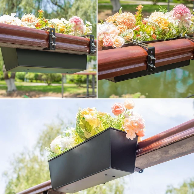 Alt view image 3 of 7 - 16-Inch Deck Railing Planter Boxes with Adjustable Brackets (4PCS)