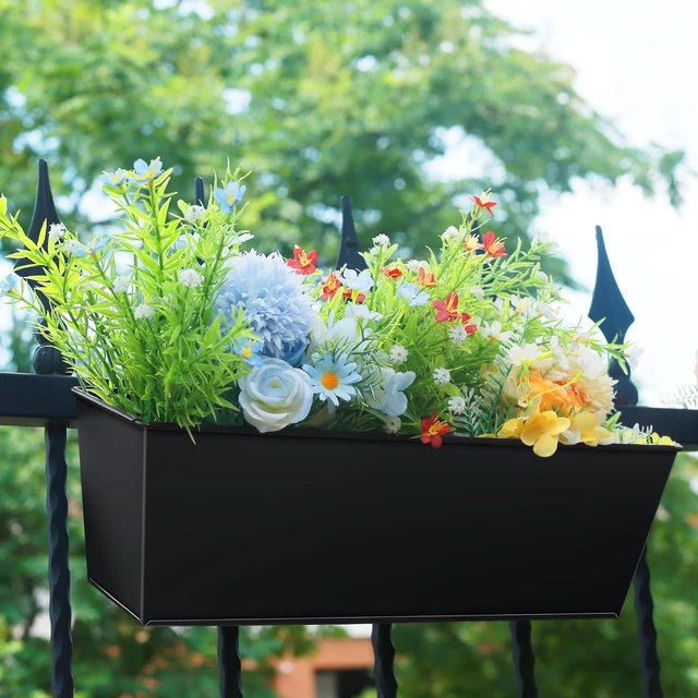 Alt view image 4 of 7 - 16-Inch Deck Railing Planter Boxes with Adjustable Brackets (4PCS)