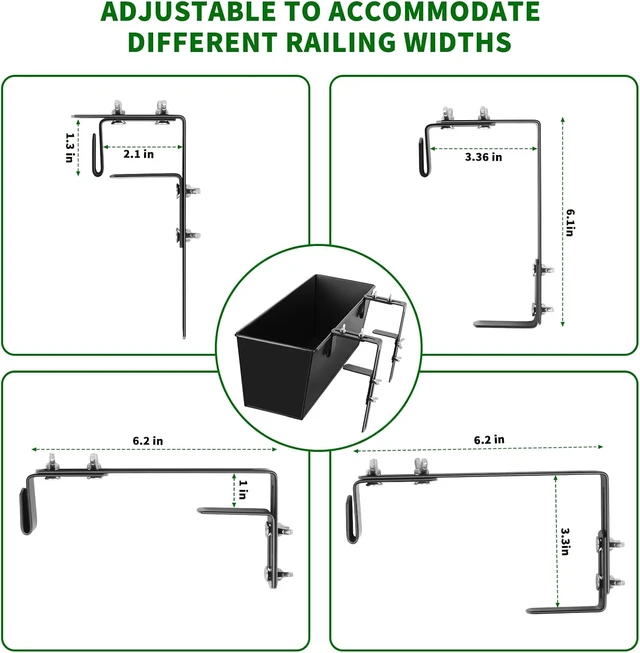 Alt view image 6 of 7 - 16-Inch Deck Railing Planter Boxes with Adjustable Brackets (4PCS)