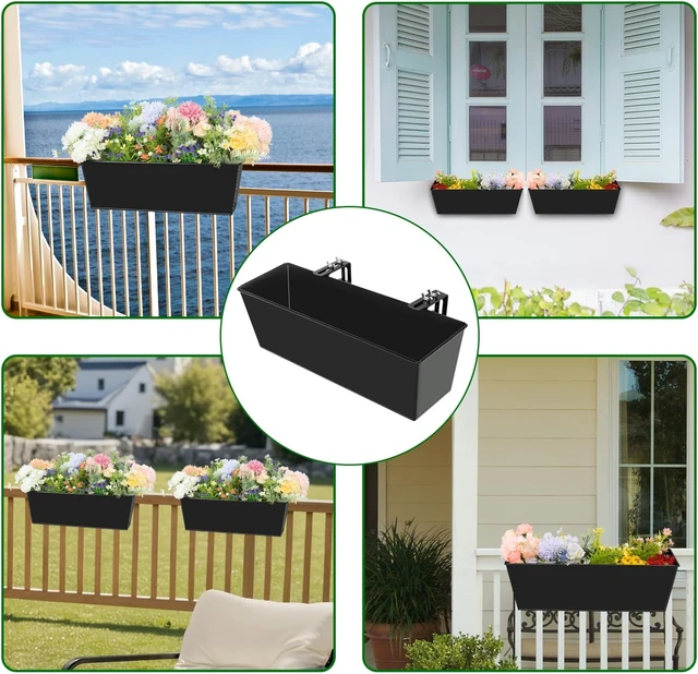 Alt view image 7 of 7 - 16-Inch Deck Railing Planter Boxes with Adjustable Brackets (4PCS)