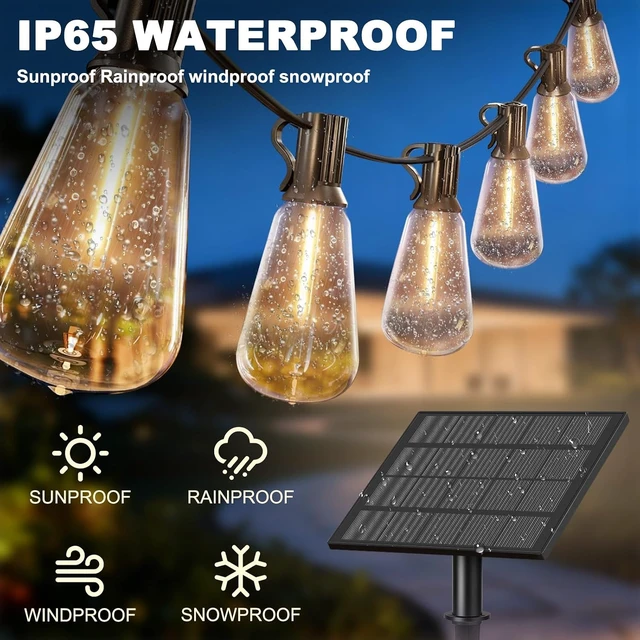 Alt view image 3 of 7 - 50FT Solar String Lights with 32 Bulbs, 1.5FT Spacing, 10 Hours, Remote