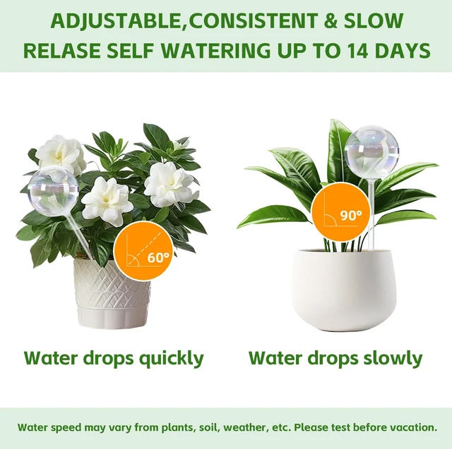 Alt view image 3 of 7 - 13oz Large Glass Self-Watering Globes Automatic Plant Waterer, Up to 2 Weeks