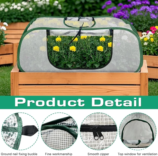 Alt view image 4 of 7 - Garden Greenhouse with Roll-Up Zipper Door, Thicker PE Cover for Vegetables & Fruits, 45" L x 22" W x 16" H, 2 Pack
