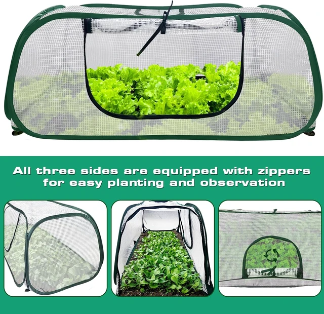 Alt view image 3 of 7 - Garden Greenhouse with Roll-Up Zipper Door, Thicker PE Cover for Vegetables & Fruits, 45" L x 22" W x 16" H, 2 Pack