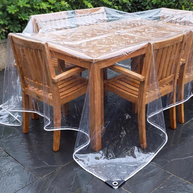 Alt view image 6 of 7 - 8' x 10' Clear Waterproof Vinyl Tarp Curtain, 0.35mm Wind-Proof Anti-Tear PVC Cover with Grommets for Patio, Pergola & Canopy