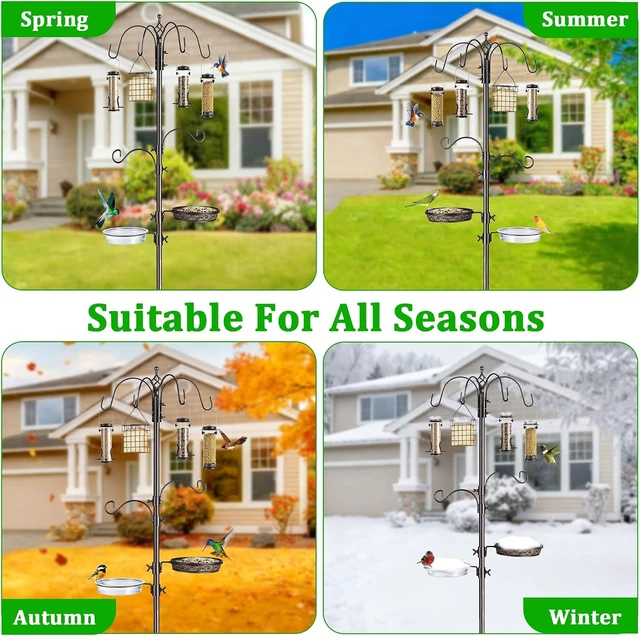 Alt view image 5 of 6 - 94-Inch 6-Hook Metal Bird Feeding Station Kit Feeder Pole
