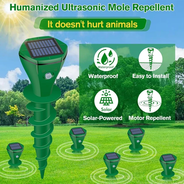 Alt view image 2 of 7 - Green Ultrasonic Mole Repellent for Lawn, Garden & Yard, 4 Pack