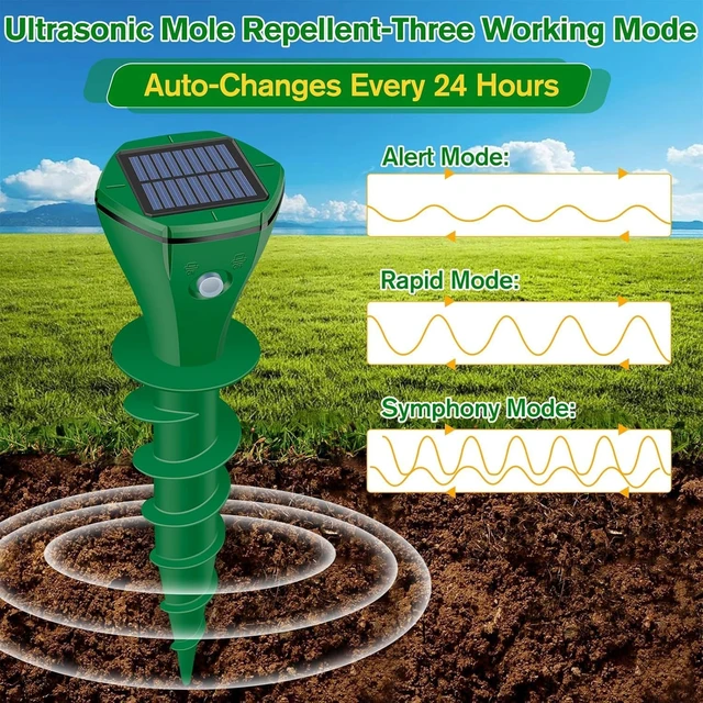 Alt view image 4 of 7 - Green Ultrasonic Mole Repellent for Lawn, Garden & Yard, 4 Pack