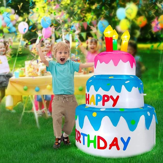 Alt view image 3 of 6 - 4 Ft Inflatable Happy Birthday Cake with Candles & 6 LED Lights, Outdoor Lighted Blow-Up Party Décor for Home, Garden & Lawn