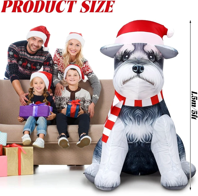 Alt view image 2 of 6 - 5 ft Schnauzer Christmas Inflatable Outdoor Decor with LED Lights