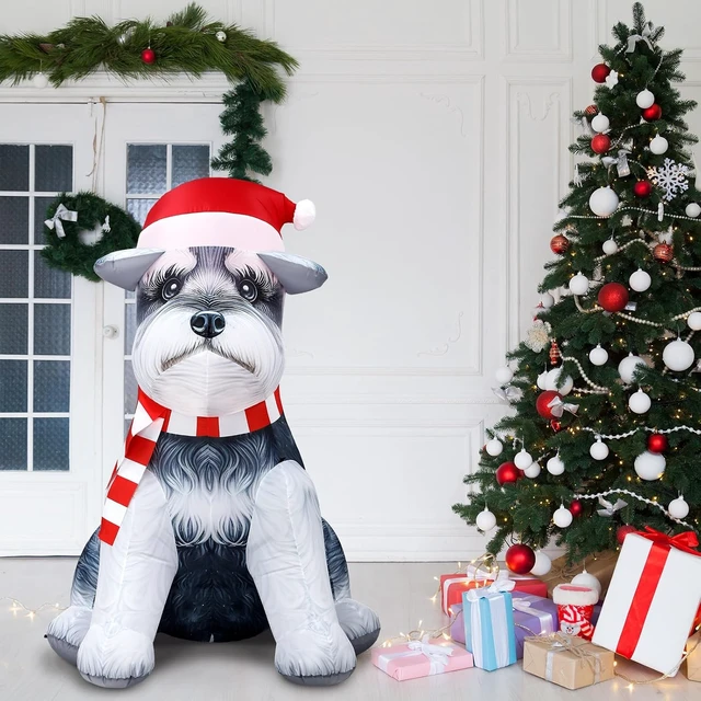 Alt view image 4 of 6 - 5 ft Schnauzer Christmas Inflatable Outdoor Decor with LED Lights