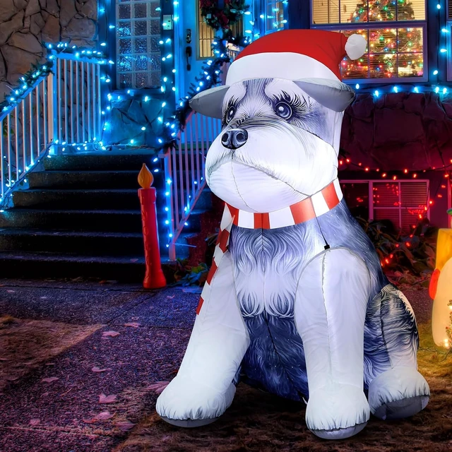 Alt view image 5 of 6 - 5 ft Schnauzer Christmas Inflatable Outdoor Decor with LED Lights