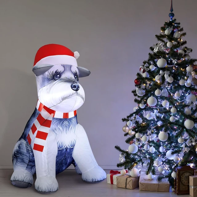 Alt view image 6 of 6 - 5 ft Schnauzer Christmas Inflatable Outdoor Decor with LED Lights