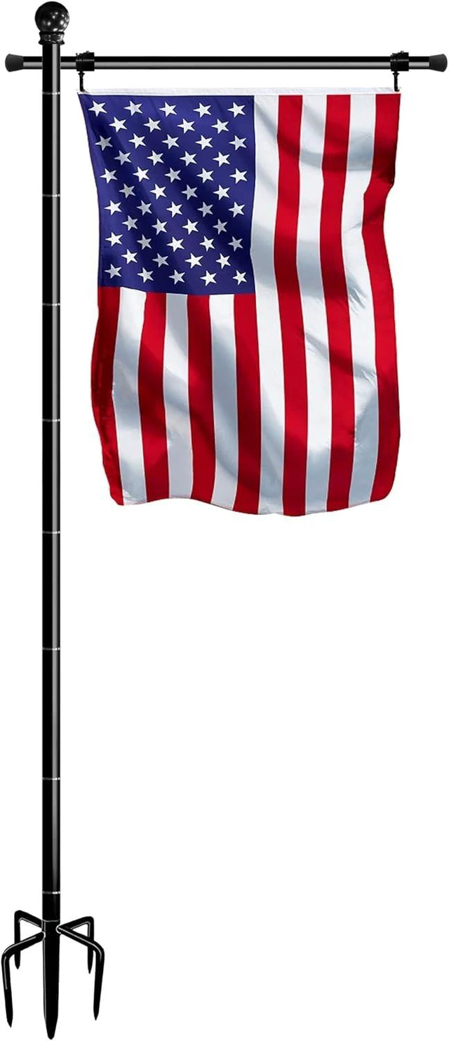 Main image of 10FT Garden Flag Stand Pole for 3x5 Flags with 5-Spike Base