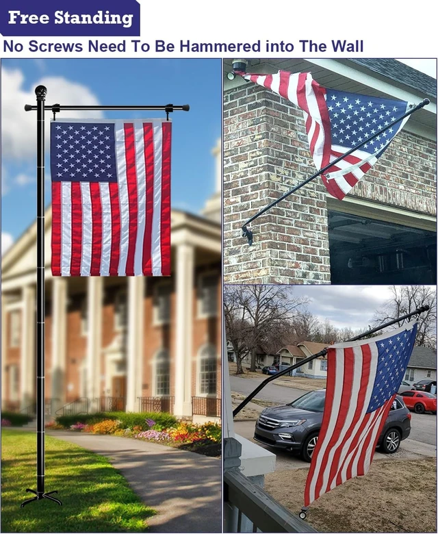 Alt view image 4 of 7 - 10FT Garden Flag Stand Pole for 3x5 Flags with 5-Spike Base