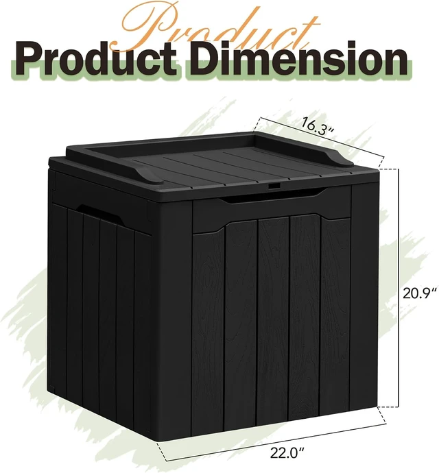 Alt view image 5 of 5 - 31 Gallon All-Weather Resin Deck Box for Patio Furniture, Outdoor Toys & Garden Tools, Black
