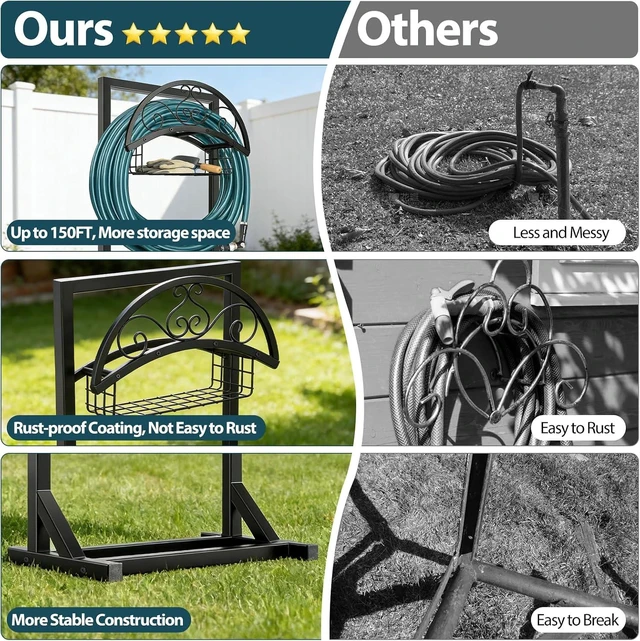 Alt view image 3 of 7 - 150ft Heavy Duty Freestanding Garden Water Hose Holder