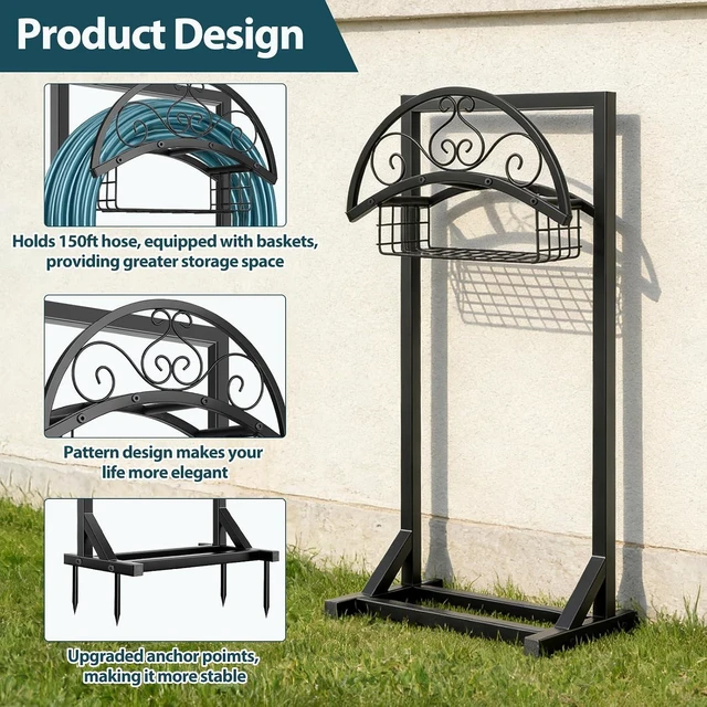 Alt view image 2 of 7 - 150ft Heavy Duty Freestanding Garden Water Hose Holder