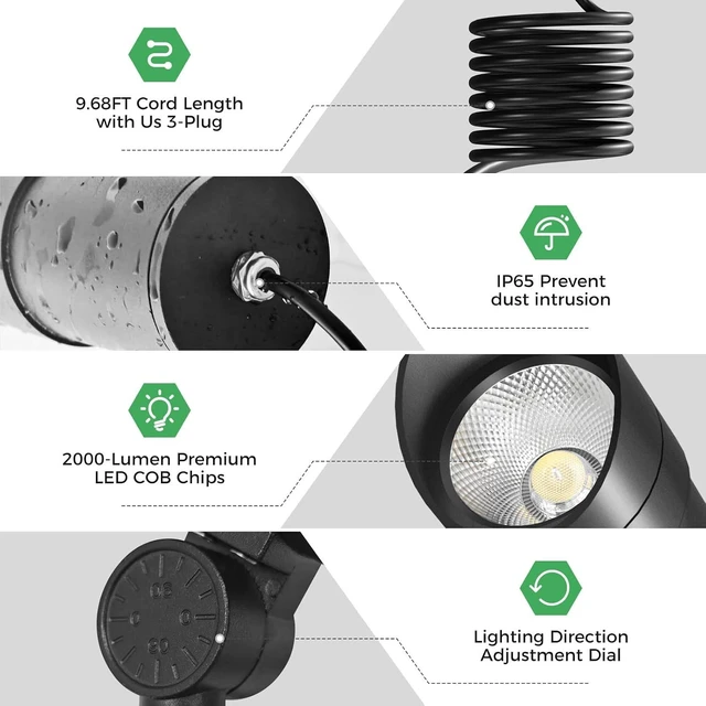 Alt view image 5 of 7 - 30W LED Spot Lights Outdoor Plug-in Spotlights with Photocell Sensor