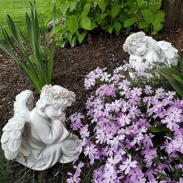 Alt view image 5 of 6 - Garden Angel Statue Outdoor Decor with Solar Light
