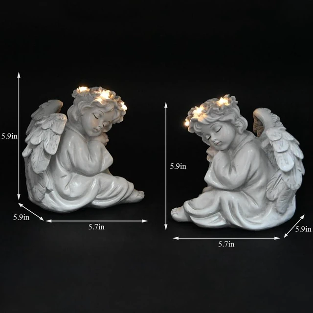 Alt view image 6 of 6 - Garden Angel Statue Outdoor Decor with Solar Light