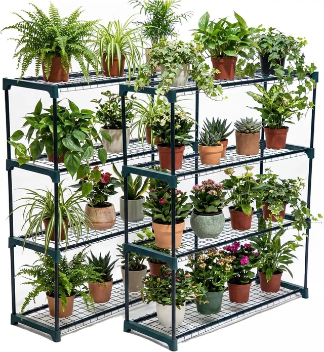 Alt view image 7 of 7 - 4-Tier Steel Garden Greenhouse Staging Shelving Plant Stand & Garage Storage Rack, 2 Pack