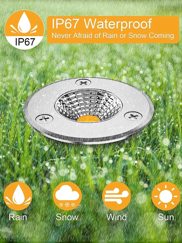 Alt view image 3 of 7 - Low Voltage LED Well Lights In-Ground IP67 Waterproof Wired Landscape Lighting for Pathway, Deck, Step, Garden with Connectors (20Pack Warm White)