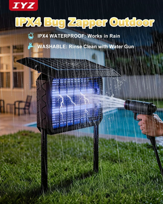 Alt view image 6 of 7 - Waterproof Solar Bug Zapper Outdoor Rechargeable Mosquito Zapper with Panel Sensor & Indoor Fly Trap for Patio, Backyard, Garden, Camping