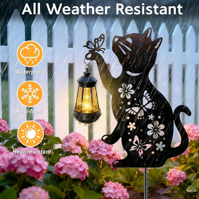 Alt view image 4 of 7 - Black Cat Solar Hanging Lantern Outdoor Waterproof Garden Decor