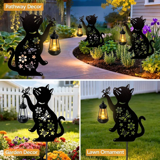Alt view image 6 of 7 - Black Cat Solar Hanging Lantern Outdoor Waterproof Garden Decor