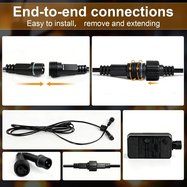 Alt view image 3 of 7 - 50(40+10)FT Outdoor String Lights, 15m Waterproof Remote LED Patio Lights with 19+1 S11 Bulbs 10FT Extension Cable, Dimmable Outside Hanging Lights for House, Porch,Yard,Garden,Bistro, Gazebo lighting