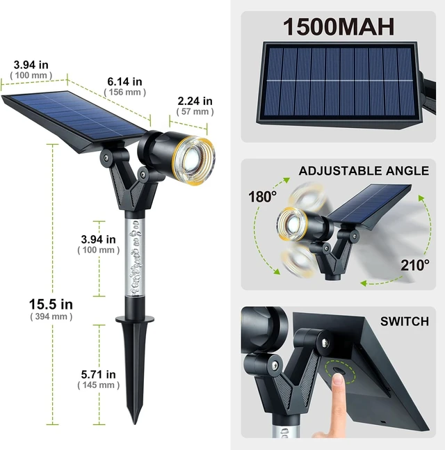 Alt view image 7 of 7 - DenicMic Solar Spot Lights Outdoor Waterproof Warm Lens LED 4 Pack