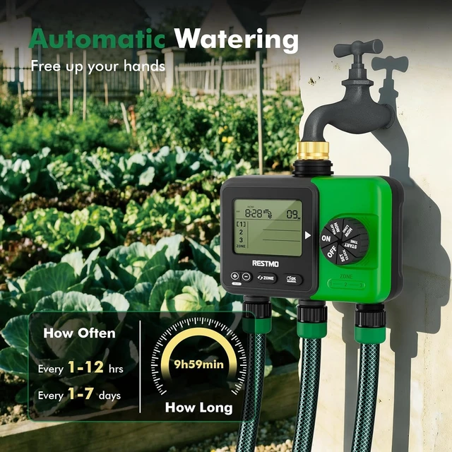 Alt view image 2 of 7 - Garden Hose 3-Zone Sprinkler Timer with Brass Inlet