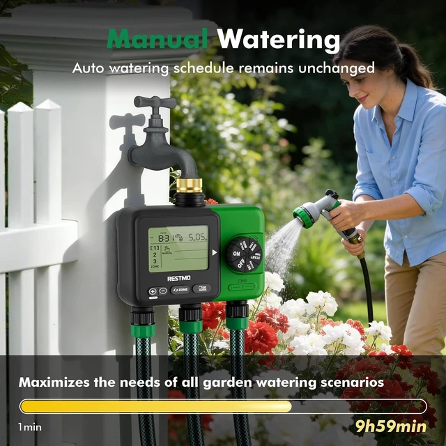 Alt view image 3 of 7 - Garden Hose 3-Zone Sprinkler Timer with Brass Inlet