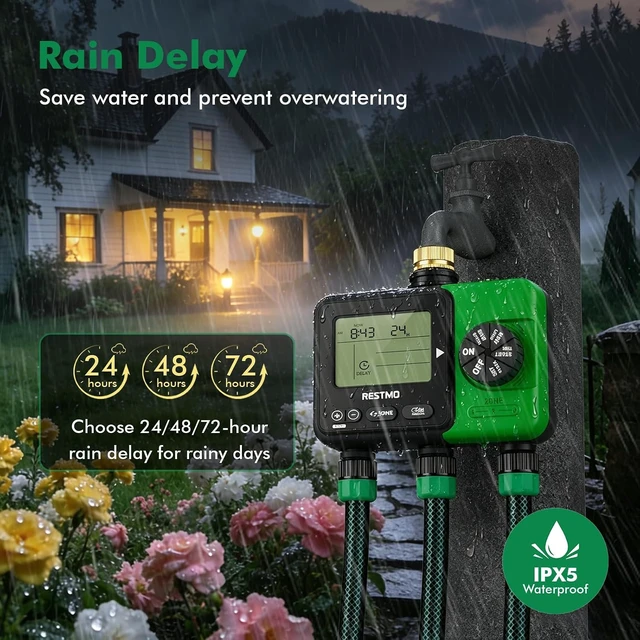 Alt view image 4 of 7 - Garden Hose 3-Zone Sprinkler Timer with Brass Inlet