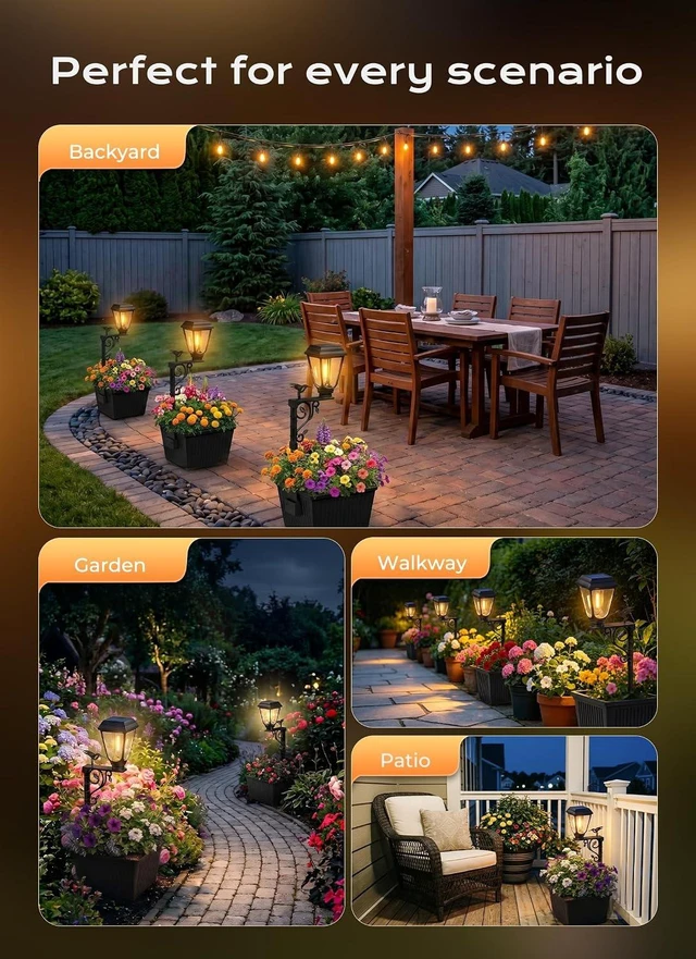 Alt view image 2 of 7 - Brightown 8" Solar Lamp Post with Planter, Warm White