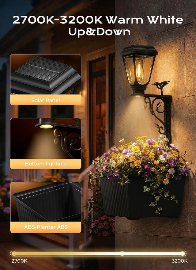 Alt view image 3 of 7 - Brightown 8" Solar Lamp Post with Planter, Warm White