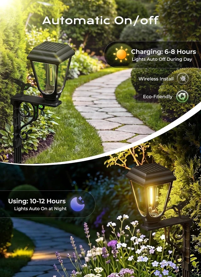 Alt view image 5 of 7 - Brightown 8" Solar Lamp Post with Planter, Warm White