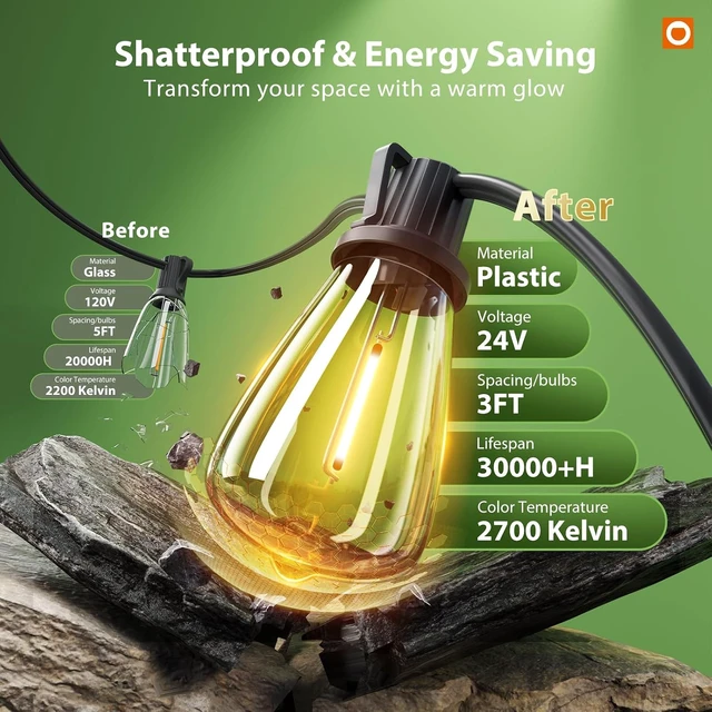 Alt view image 7 of 7 - addlon 198FT Solar String Lights Outdoor, Waterproof,Dimmable, Last 20+ Hrs
