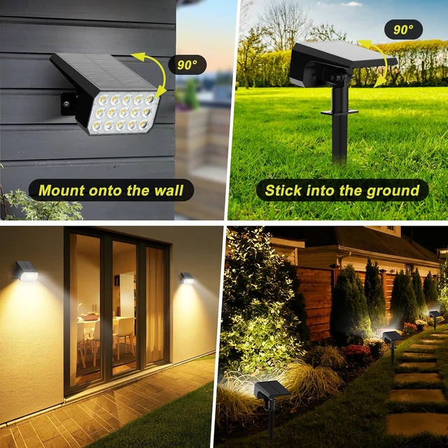 Alt view image 3 of 7 - Solar Spot Lights Outdoor 8 Pack, IP67 Waterproof Solar Landscape Spotlights with 75 LEDs, 4 Lighting Modes Solar Garden Lights for Yard Pathway House Driveway (Warm White)