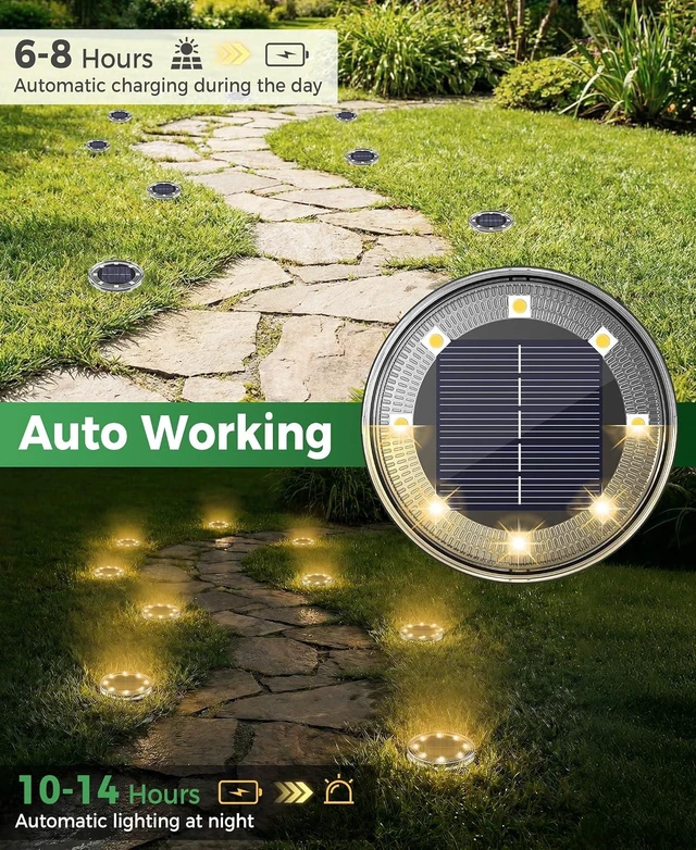 Alt view image 3 of 7 - LOTMOS 20 Pack Solar Ground Lights, Solar Lights Outdoor Waterproof IP68