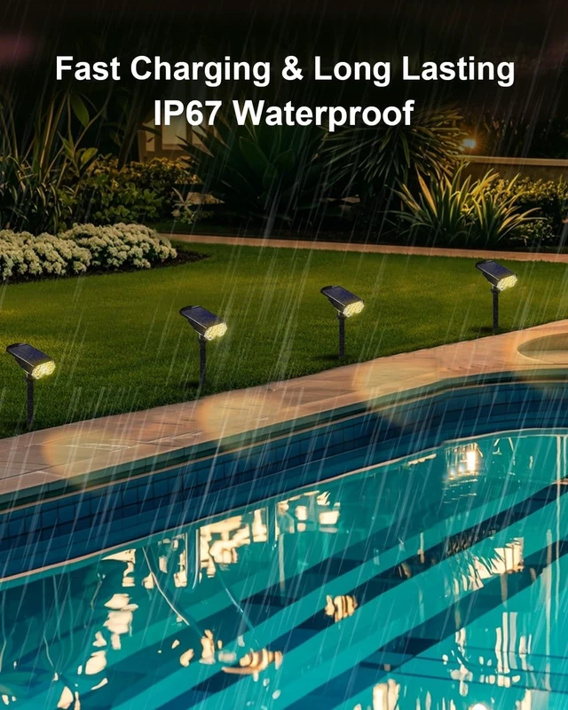 Alt view image 6 of 7 - 6 Pack Solar Spot Lights Outdoor Waterproof, 20 LEDs Bright Landscape Spotlights Dusk to Dawn, Warm White Adjustable Uplights for Yard Tree House Garden Wall Pathway, IP65
