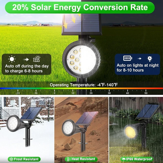 Alt view image 4 of 6 - Tadyreal Solar Lights Outdoor Waterproof Color Changing 180° Adjustable RGB Solar Powered Landscape Spot Lights for Yard 7 Lighting Modes Solar Spotlights for Pathway Garden Outside (8 Pack)